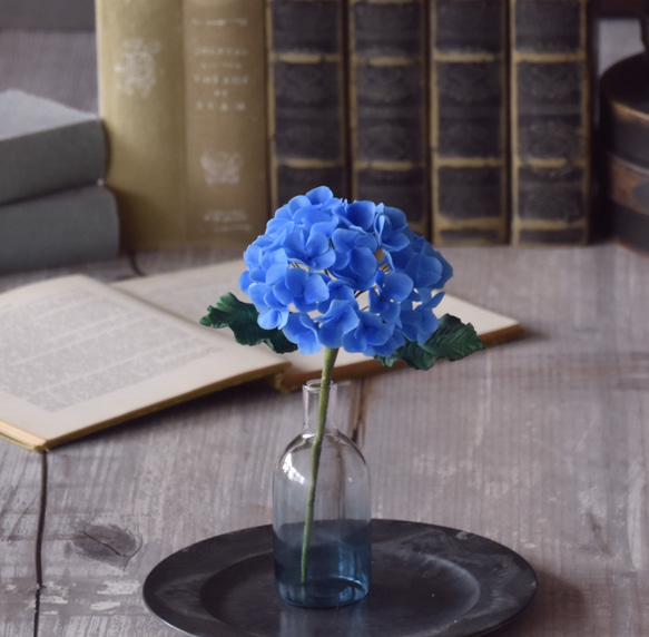 ◆粘土のお花◆　紫陽花・・・ブルー　シアンミニベース　A972 7枚目の画像