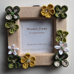 ＮＯ.6  つまみ細工のフォトフレーム　四ツ葉のクローバー　花　プレゼント　母の日　簡易包装付き 1枚目の画像