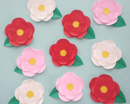 折り紙】椿の花 10個｜壁面飾り 季節の飾り 和モダン ウォール