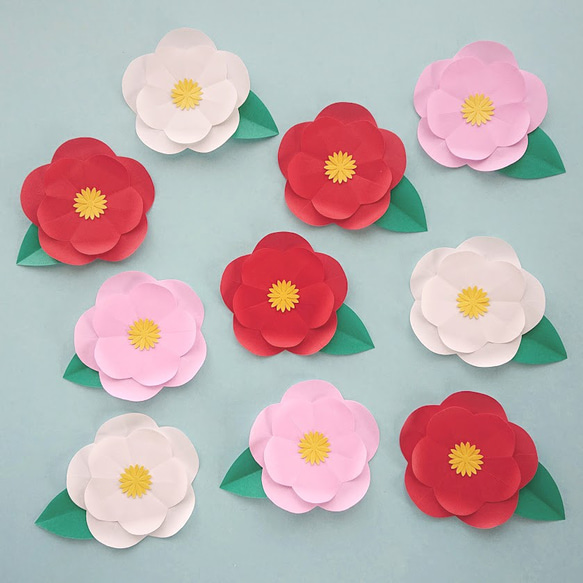 折り紙】椿の花 10個｜壁面飾り 季節の飾り 和モダン ウォール