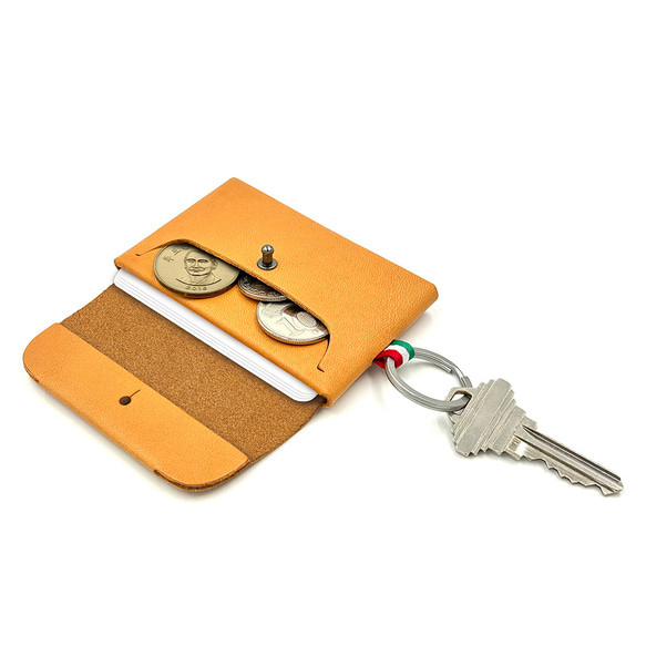 COZI - 100%植鞣革 鑰匙零錢包 鑰匙環零錢包 鑰匙鉤扣零錢包 零錢包 - 可攜帶零錢、卡片、對摺紙幣、鑰匙 第7張的照片