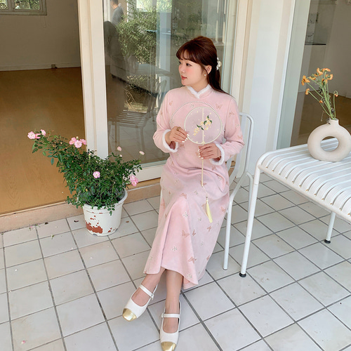 春夏新作 XL~5XL 中国風の花柄刺繍ワンピース 大きいサイズ 春夏新作 XL~5XL 中国風の花柄刺繍ワンピース 大きいサイズ