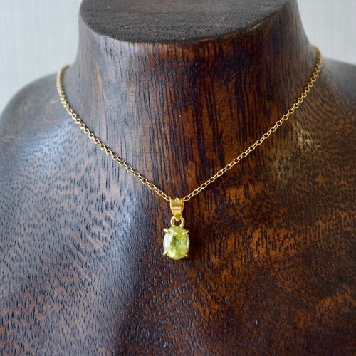 送料無料】7月誕生石 再販x3 イエローグリーン スフェーン ペンダント