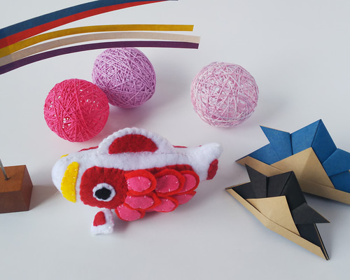 こいのぼりのぬいぐるみ マスコット 作成キット フェルト製 赤色