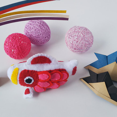 こいのぼりのぬいぐるみ マスコット 作成キット フェルト製 赤色