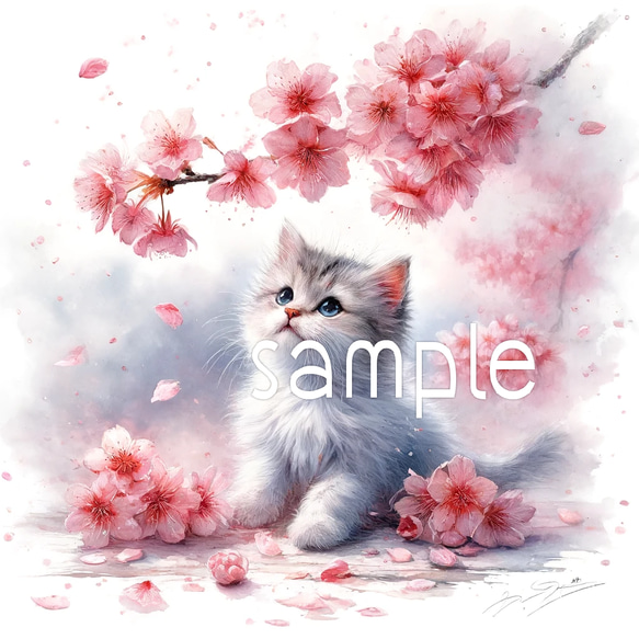 猫と桜 1枚目の画像