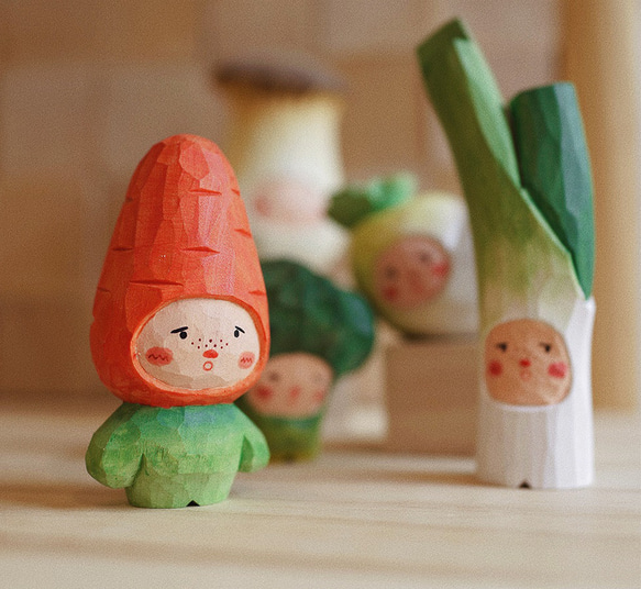 愛い　木彫りの野菜 バスウッド　置物 ギフト　プレゼント　ギフトラッピング 10枚目の画像