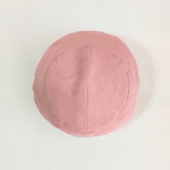 Sサイズ 小さい 小柄な人のベレー帽:ピンクベージュ サイズ調整付き りぼん飾り 春帽子 プレゼント 7枚目の画像