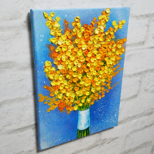 油絵 油彩 油彩画 絵画 絵【ミモザブーケ】 絵画 HR 通販 17538866