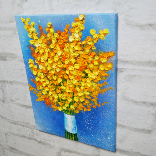 油絵 油彩 油彩画 絵画 絵【ミモザブーケ】 絵画 HR 通販 17538866