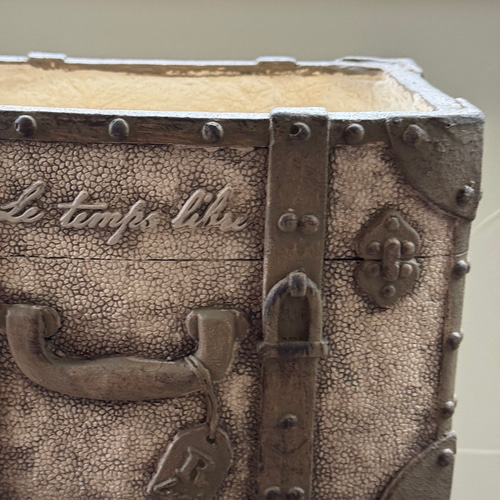 可愛いトランク型陶器鉢 》ヴィンテージレザートランク 観葉植物 お花