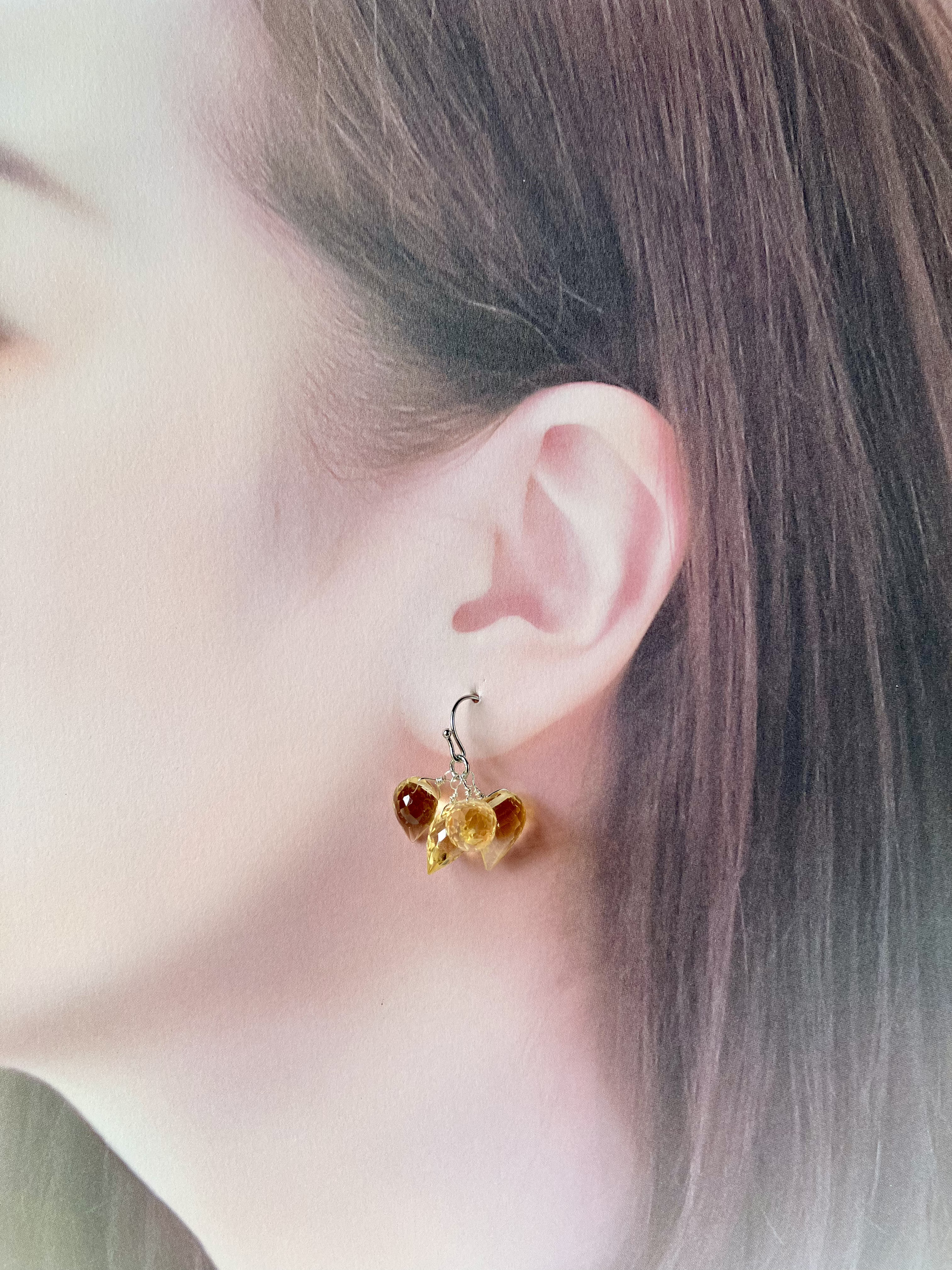 シトリンのつぼみビーズピアス