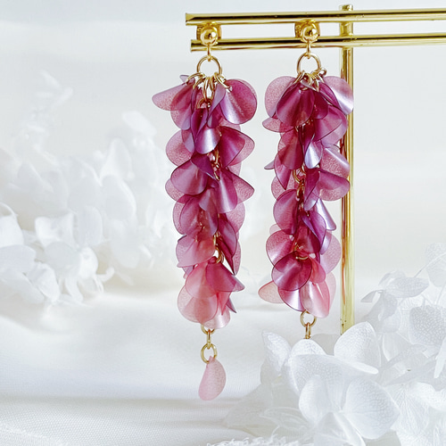 藤の花 藤 ロング ピアス イヤリング ピアス（フック・チェーン
