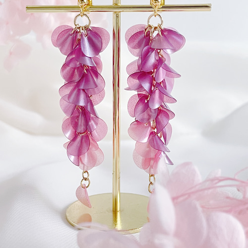 藤の花 藤 ロング ピアス イヤリング ピアス（フック・チェーン