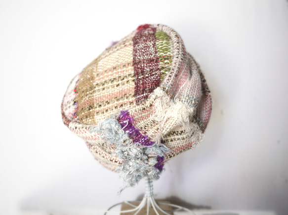 手織り くしゅくしゅトーク帽 秋冬糸 2color 10枚目の画像