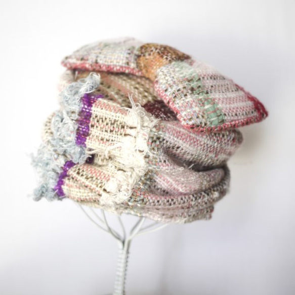 手織り くしゅくしゅトーク帽 秋冬糸 2color 9枚目の画像