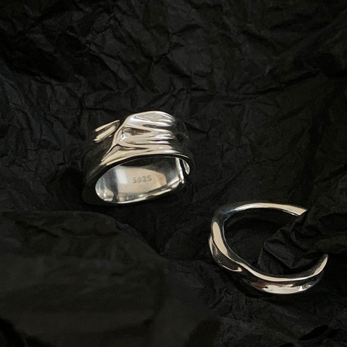 リンクル カップル リング 925 シルバーしわ創造的な人格の男性と女性