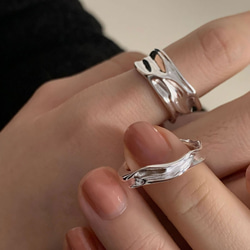 リンクル カップル リング 925 シルバーしわ創造的な人格の男性と女性