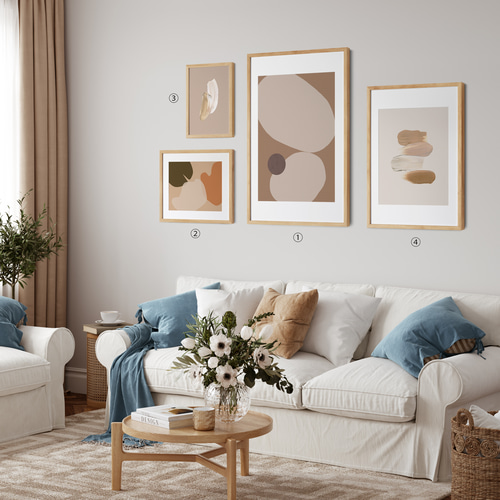 【現金特価】 北欧ポスター【 北欧 抽象画 ベージュ 】4種類 abstract beige 絵画