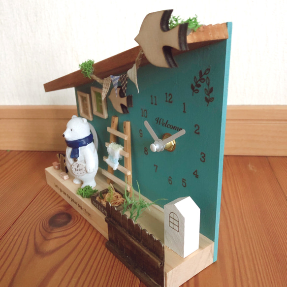シロクマ　welcomeガーデン北欧　置き時計 10枚目の画像