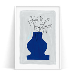 北欧ポスター【 ノルディック スタイル 】ポスターで模様替え　北欧ジャパンディ 花瓶ラインアート 青・緑・ベージュ 6枚目の画像