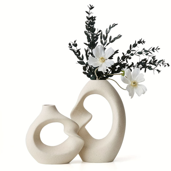 ホワイトセラミックつぼみの花瓶 ２個セット 花瓶 ホームデコレーション用 モダン花瓶 抽象 ドライフラワー a-376 7枚目の画像