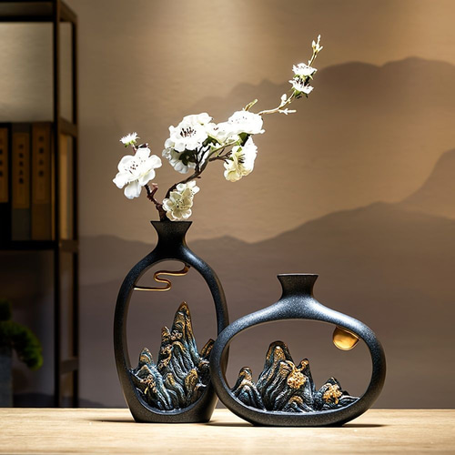 スーパーセール期間限定 花瓶 モダンな装飾 装飾 ミディアムスタイル＞ ＜ 風景花瓶 和風 アンティーク雑貨