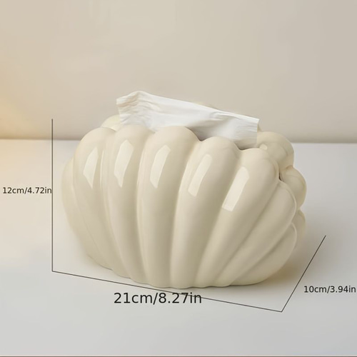 ティッシュケース 貝殻デザイン ＜クリーム・シルバー＞ティッシュボックスカバー ティッシュケース 貝殻デザイン ＜クリーム・シルバー