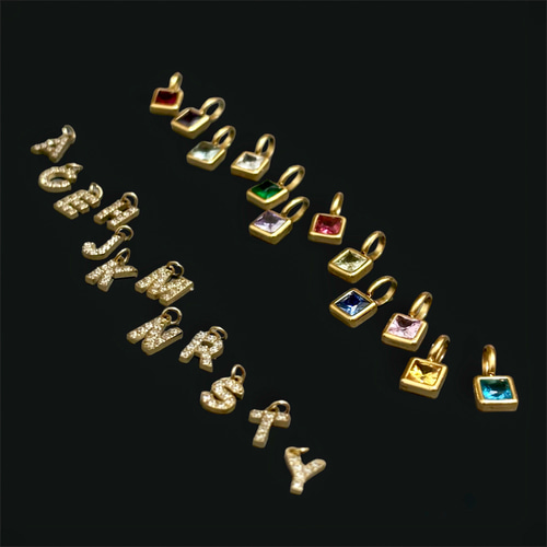 イニシャル アルファベット 誕生石 スライドボールネックレス