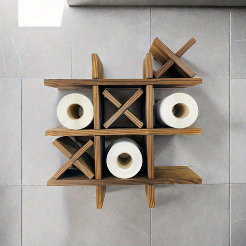 Tic Tac Toe トイレットペーパーラック 木製トイレットペーパー収納 Amazon.co.jp: Tic Tac Toeトイレットペーパーホルダースタンド 素朴な