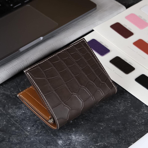 ワニ革手縫ウォレット ワニ革使用2つ折り財布 手縫い商品 二つ折り財布 TOKYO BESPOKE