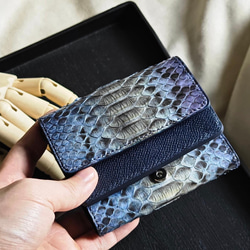 Python wallet handmade custom. パイソン革使用三つ折り財布 6枚目の画像