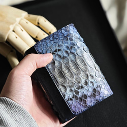 Python wallet handmade custom. パイソン革使用三つ折り財布 4枚目の画像