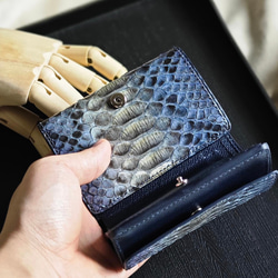 Python wallet handmade custom. パイソン革使用三つ折り財布 5枚目の画像