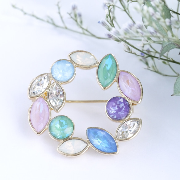 【特集に掲載】紫陽花好きな人に贈りたい やさしい色の紫陽花リースブローチ　紫陽花2025　夏の誕生花2025　 10枚目の画像