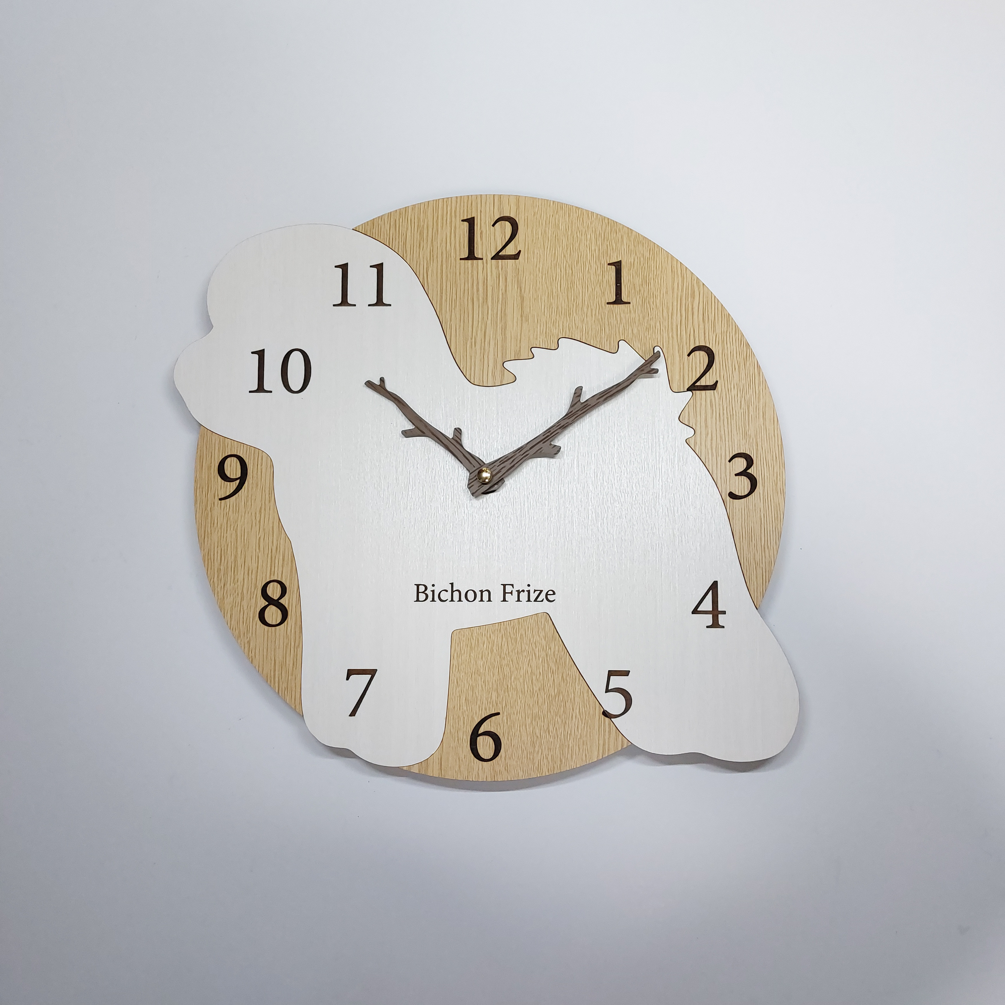 木とワンちゃん　はみ出しワンちゃん　壁掛け時計　2点セット 期間限定値下げ3000円引【名前入れ】ワンちゃん はみ出し壁掛け時計