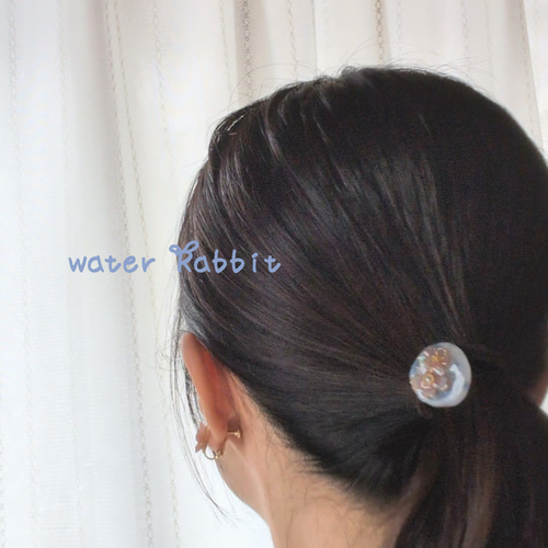 ブルーデイジーのヘアゴム【アメリカンフラワー/ディップアート