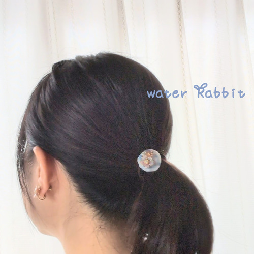 ヘアゴム ys720sy ブルーデイジーのヘアゴム【アメリカンフラワー/ディップアート