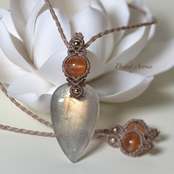 ロードナイトやルビーのマクラメペンダント マクラメ編み § ロードナイト § ルビー § マクラメネックレス