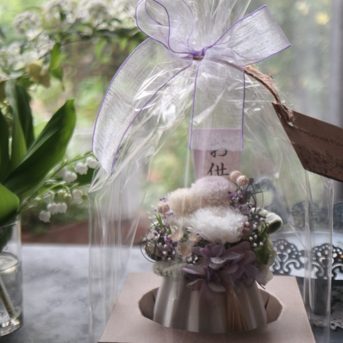 雫s＊可愛い和花で・ホワイト［プリザーブドフラワー仏花・受注制作