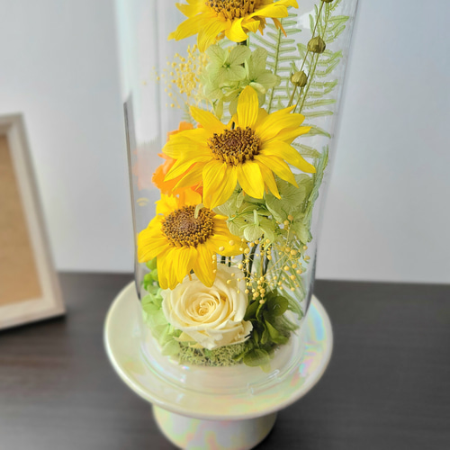 送料無料】ひまわりのプリザーブドフラワーアレンジ お供え・お見舞い