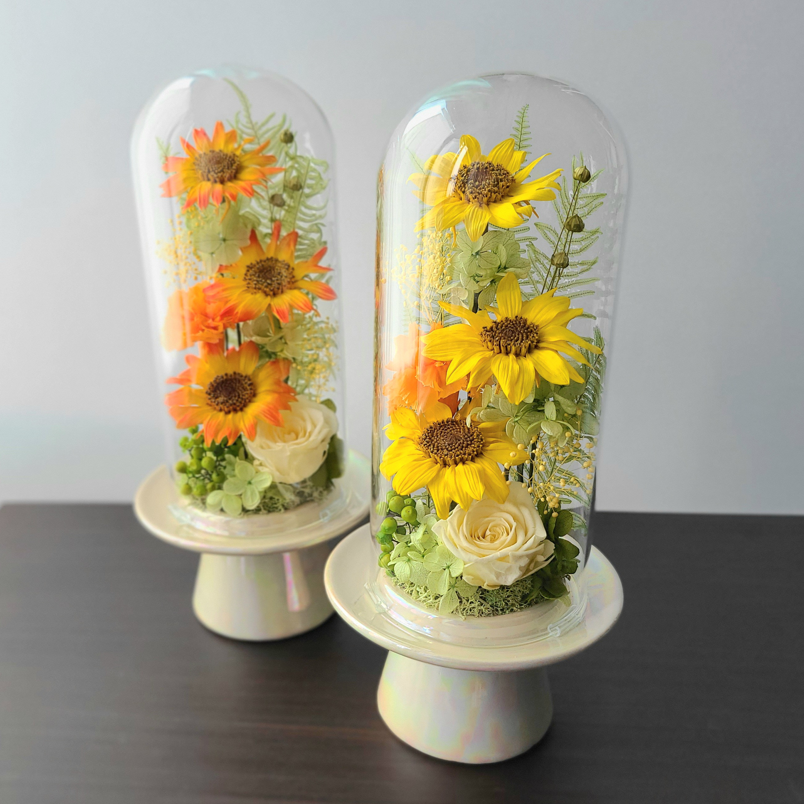 フラワーアレンジ　花瓶付き　ひまわり　造花無し　プリザーブドフラワー フラワーアレンジ 花瓶付き ひまわり 造花無し プリザーブドフラワー