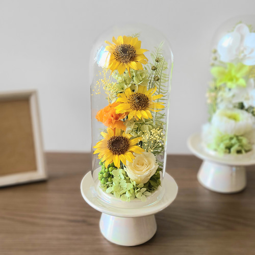 送料無料】ひまわりのプリザーブドフラワーアレンジ お供え・お見舞い