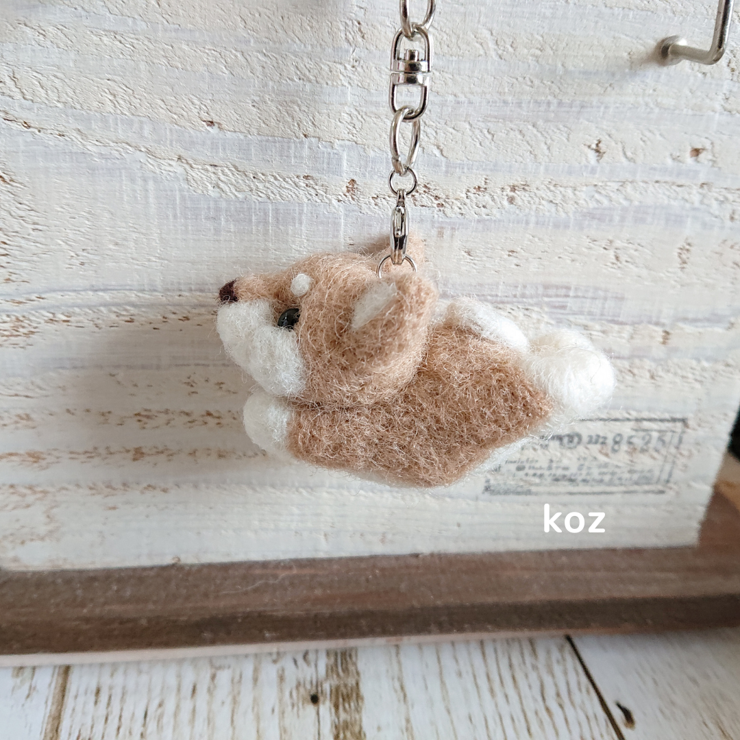 しば(犬)キーホルダー(No,12)羊毛フェルトキーホルダー 羊毛