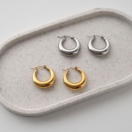 名入れ 【 ぷっくり フープピアス 005 】 シンプル ピアス キャッチ 