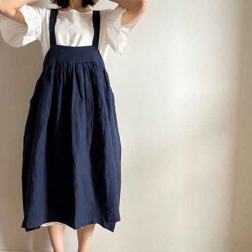 フレンチリネン・サスペンダースカート ロングスカート（マキシ