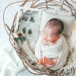 書道家直筆の【クリア命名書】原寸大の手足型入ります 質の高い命名書をリーズナブルに/ニューボーン/手形アート 2枚目の画像