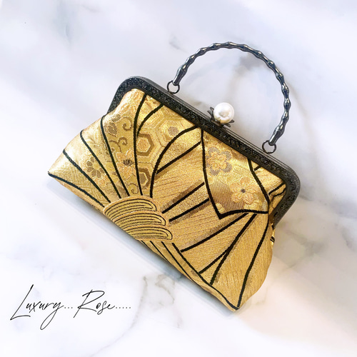 新作！粋で可愛くカッコよく！お洒落な新品西陣織帯人気の黒×ゴールド  