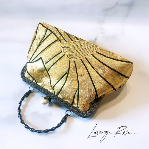 新作！粋で可愛くカッコよく！お洒落な新品西陣織帯人気の黒×ゴールド