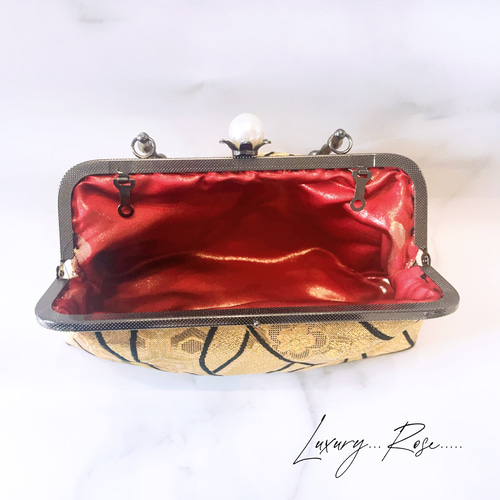 新作！粋で可愛くカッコよく！お洒落な新品西陣織帯人気の黒×ゴールド